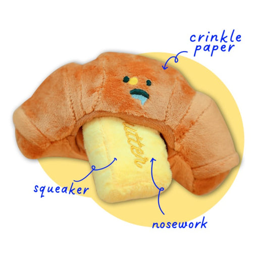 Butter Croissant Nosework Toy | Interactive Plush Dog Toy